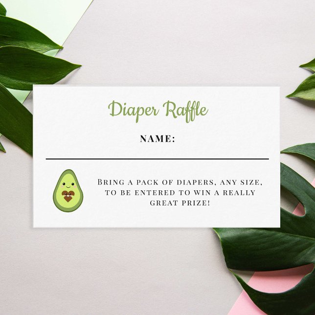 Tarjeta De Recepción Diaper Raffle Card Kawaii Aguacate Baby Shower Cut (Subido por el creador)