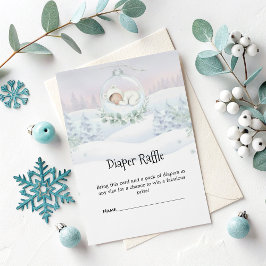 Tarjeta De Recepción Diaper Raffle Card Our Little Snowbaby Shower 