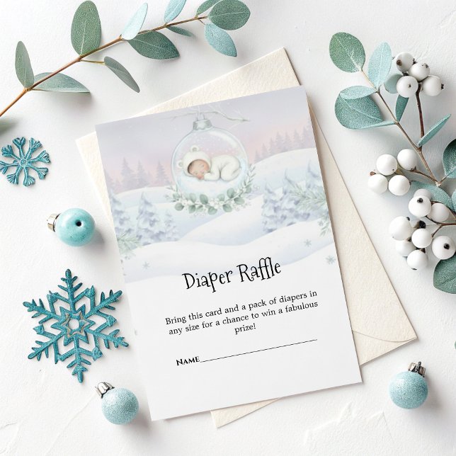 Tarjeta De Recepción Diaper Raffle Card Our Little Snowbaby Shower  (Subido por el creador)