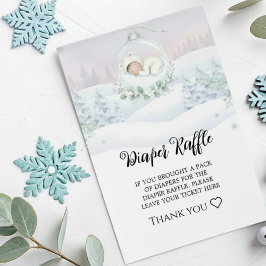 Tarjeta De Recepción Diaper Raffle Card Our Little Snowbaby shower 