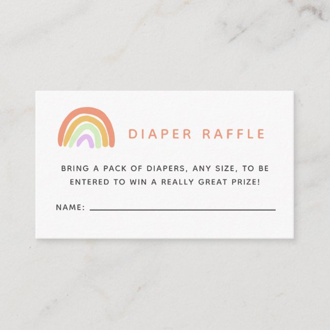Tarjeta De Recepción Diaper Raffle Card Rainbow Baby Shower Cuse (Anverso)