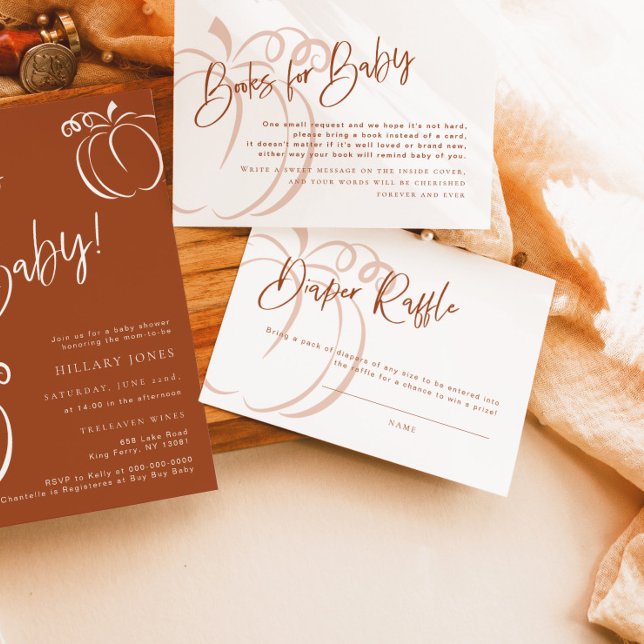 Tarjeta De Recepción Diaper Raffle Card Terracotta Pumpkin Baby Shower (Subido por el creador)