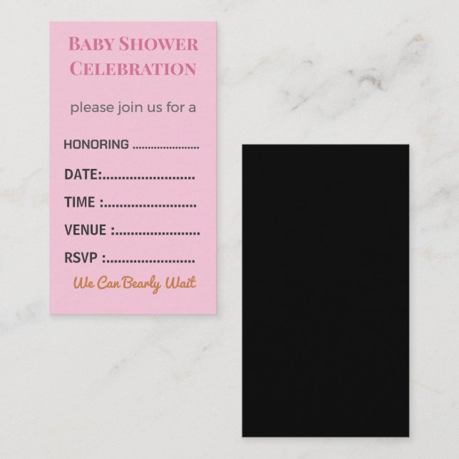 Tarjeta De Recepción Diaper Raffle Card Tickets | Elegant Insert (Anverso / Reverso)