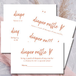 Tarjeta De Recepción Diaper Raffle Cards Moderno Boho Heart Terracotta