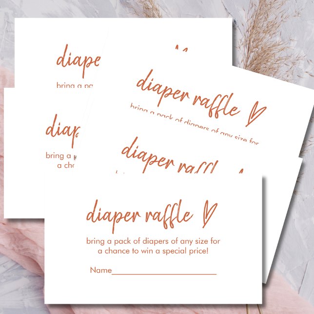 Tarjeta De Recepción Diaper Raffle Cards Moderno Boho Heart Terracotta (Subido por el creador)
