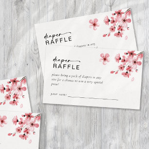 Tarjeta De Recepción Diaper Raffle Cherry Blossom Baby Shower