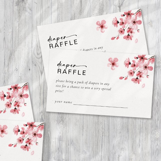 Tarjeta De Recepción Diaper Raffle Cherry Blossom Baby Shower (Subido por el creador)