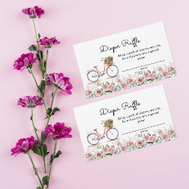 Tarjeta De Recepción Diaper Raffle, Chica de Bicicleta Rosa