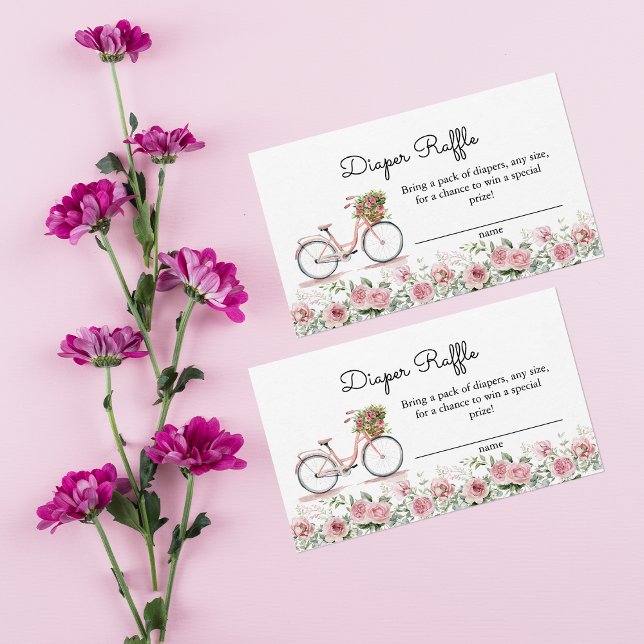 Tarjeta De Recepción Diaper Raffle, Chica de Bicicleta Rosa (Subido por el creador)