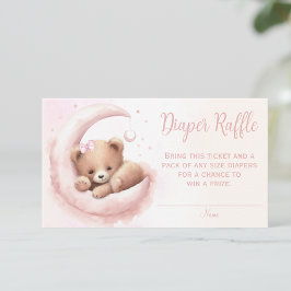 Tarjeta De Recepción Diaper Raffle, Chica de oso color de agua rosa de 