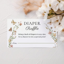 Tarjeta De Recepción Diaper Raffle, Chica floral de flores silvestres