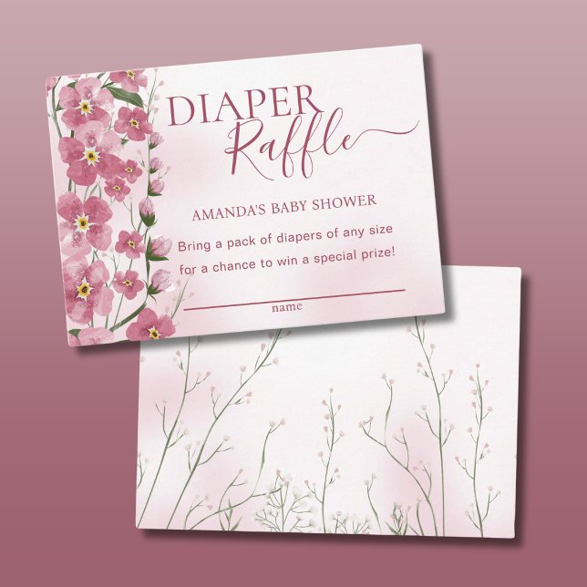 Tarjeta De Recepción Diaper Raffle Chica Pink Floral Baby Shower (Subido por el creador)