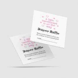 Tarjeta De Recepción Diaper Raffle Chica rosado Baby Shower Square Card