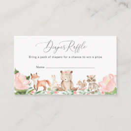 Tarjeta De Recepción Diaper Raffle Chica Woodland Animales Baby Shower 