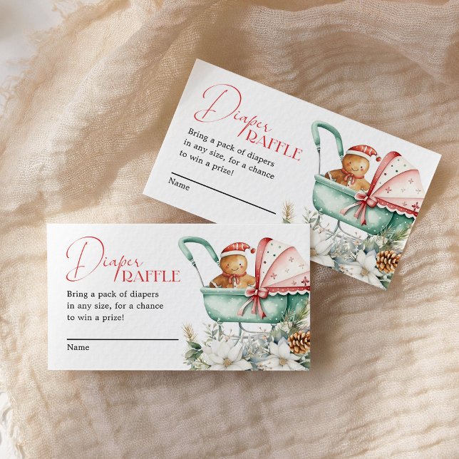 Tarjeta De Recepción Diaper Raffle Christmas Gingerbread Baby Shower (Subido por el creador)