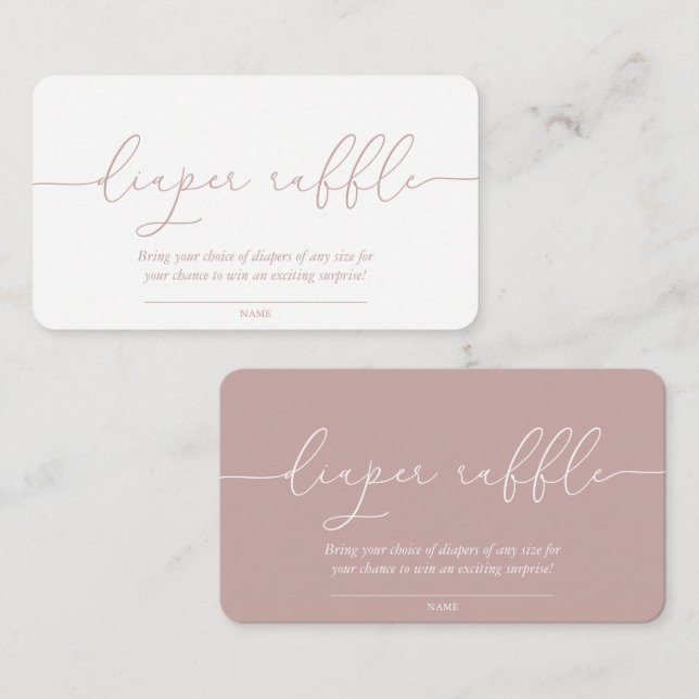 Tarjeta De Recepción Diaper Raffle Coche de gabinete Baby Shower de dob (Anverso / Reverso)