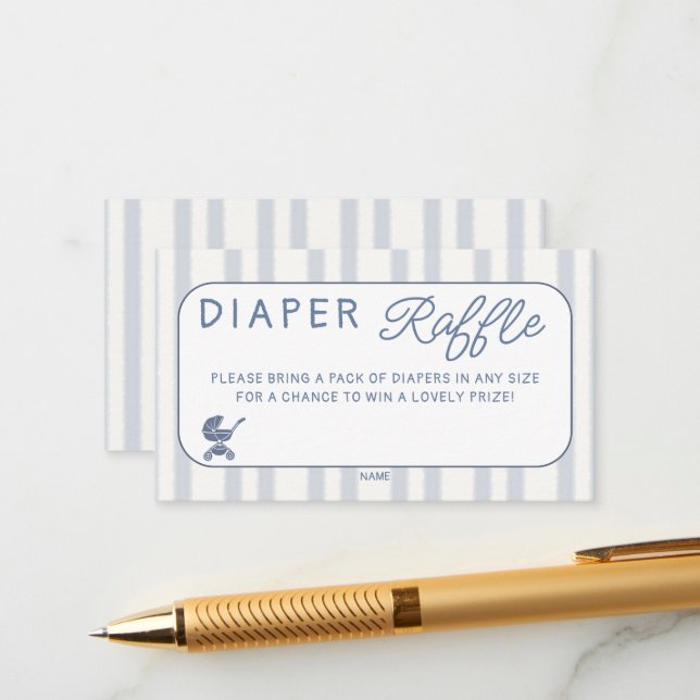 Tarjeta De Recepción Diaper Raffle Coffe Brunch Dusty Blue Baby Shower (Anverso/Reverso In Situ)