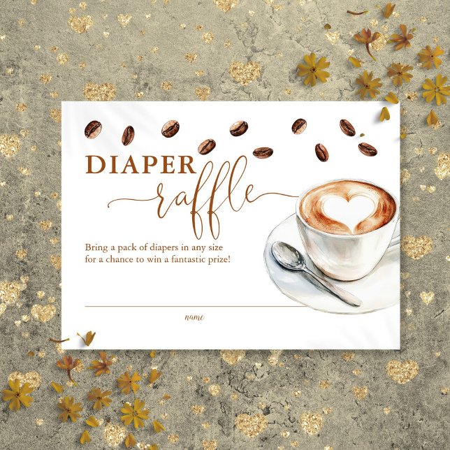 Tarjeta De Recepción Diaper Raffle Coffee Bean Baby Shower (Diaper Raffle Coffee Bean Baby Shower Enclosure Card)