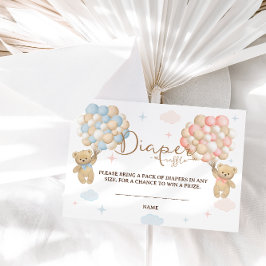 Tarjeta De Recepción Diaper Raffle Color azul rosa Género revelar osos