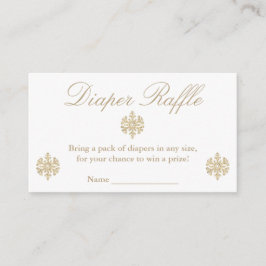Tarjeta De Recepción Diaper Raffle con copo de nieve de oro