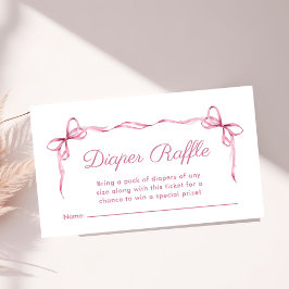 Tarjeta De Recepción Diaper Raffle Coquette Bows Baby Girl Shower