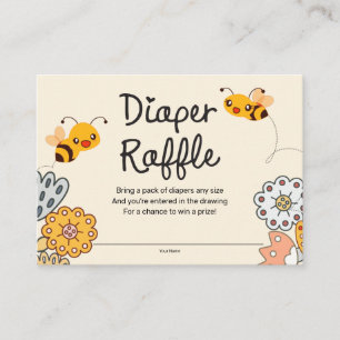 Tarjeta De Recepción Diaper Raffle Cute Bumble Bebidas Baby Shower