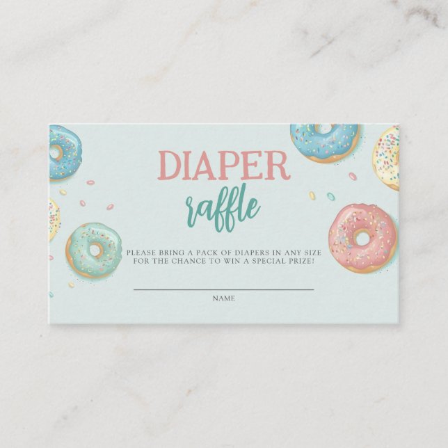 Tarjeta De Recepción Diaper Raffle Cute Donut Baby Shower (Anverso)