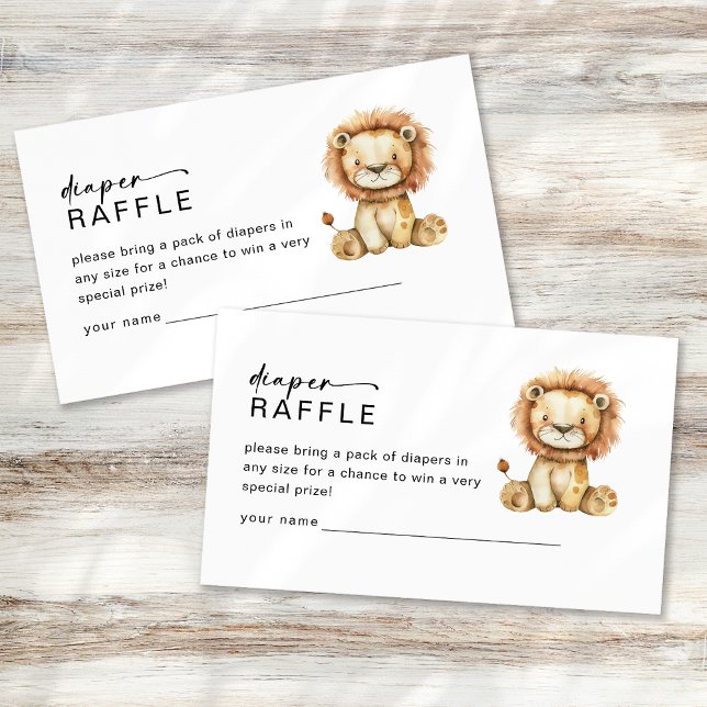 Tarjeta De Recepción Diaper Raffle Cute Little Lion Baby Shower (Subido por el creador)
