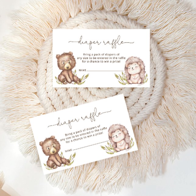 Tarjeta De Recepción Diaper Raffle Cute Woodland Animals Baby Shower (Subido por el creador)