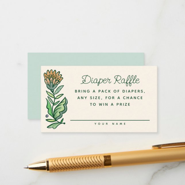 Tarjeta De Recepción Diaper Raffle de Baby Shower escandinavo artístico (Anverso/Reverso In Situ)