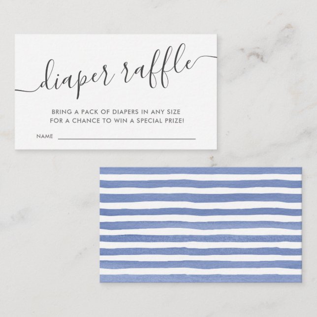 Tarjeta De Recepción Diaper Raffle de bebé azul moderno (Anverso / Reverso)
