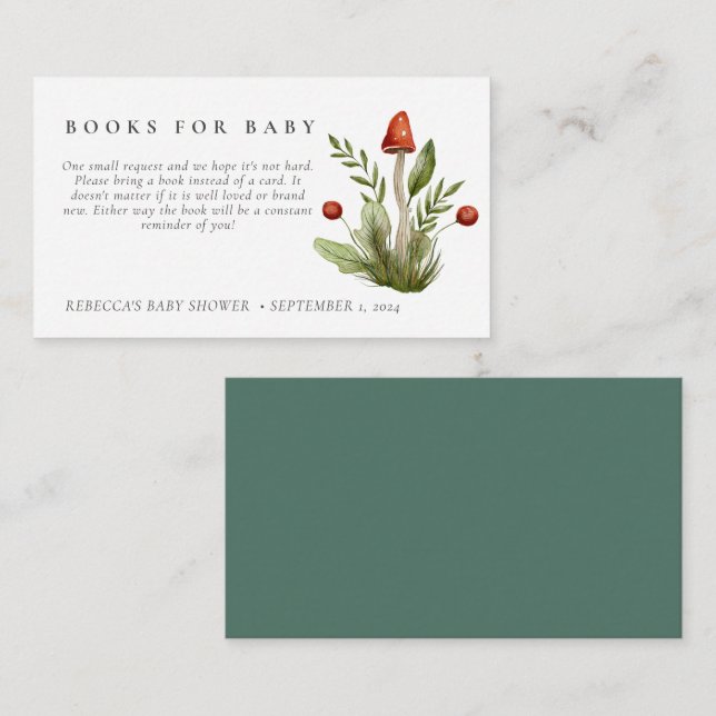 Tarjeta De Recepción Diaper Raffle de champiñones rojos (Anverso / Reverso)