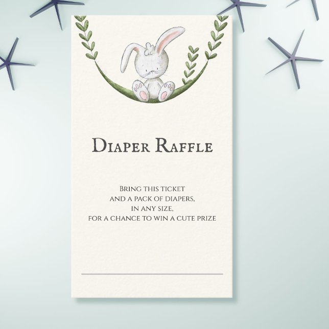 Tarjeta De Recepción Diaper Raffle de conejo blanco y vertical (Subido por el creador)