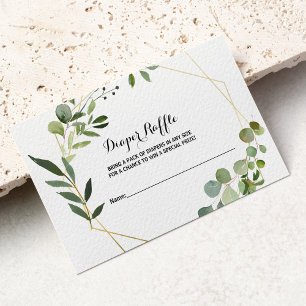 Tarjeta De Recepción Diaper Raffle de hojas verdes tropicales