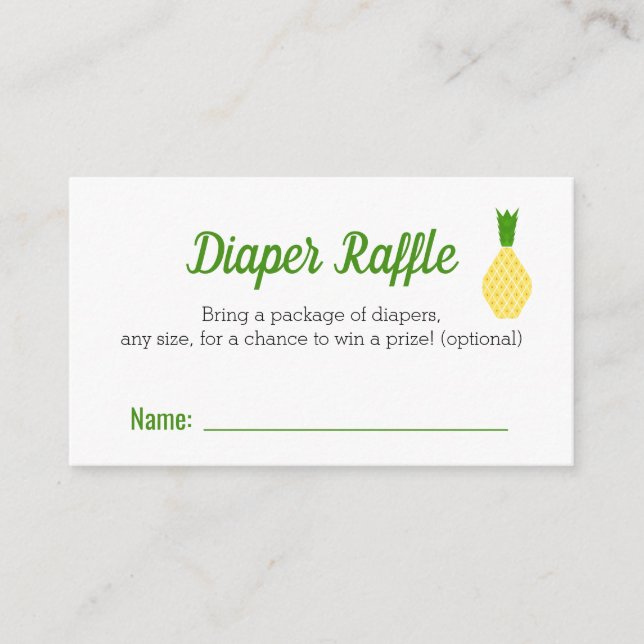 Tarjeta De Recepción Diaper Raffle de piña tropical (Anverso)