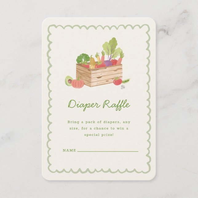 Tarjeta De Recepción Diaper Raffle de verduras del mercado de agriculto (Anverso)