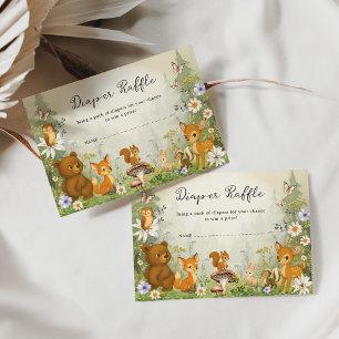 Tarjeta De Recepción Diaper Raffle de Woodland Storybook Forest Animals