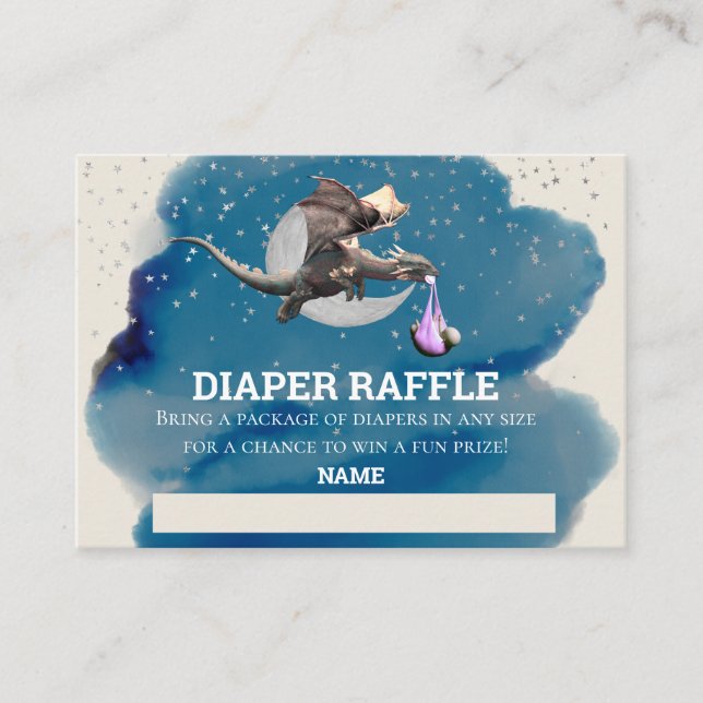Tarjeta De Recepción Diaper Raffle Dragon Rosa (Anverso)