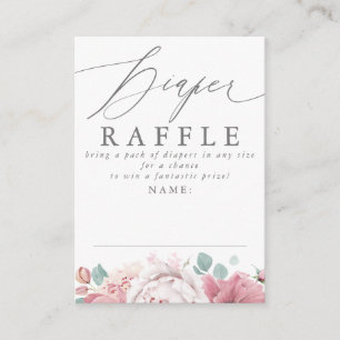 Tarjeta De Recepción Diaper Raffle Dusty Pink Floral Baby Shower Ticket