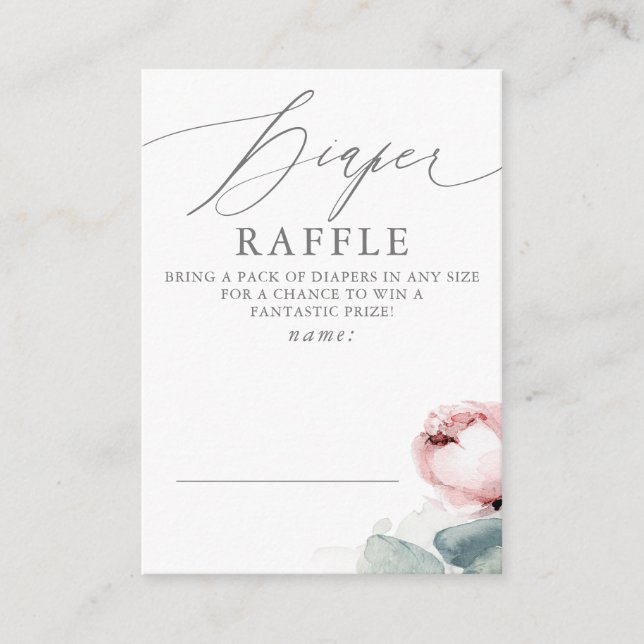 Tarjeta De Recepción Diaper Raffle Dusty Rosa Baby Shower Ticket (Anverso)