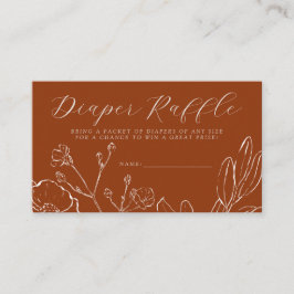 Tarjeta De Recepción Diaper Raffle Elegant Naranja Quemado Botánico