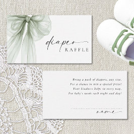 Tarjeta De Recepción Diaper Raffle Elegante de Baby Shower con Lazo Ver