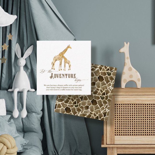 Tarjeta De Recepción Diaper Raffle Enclosure Boy Baby Shower Giraffe (Subido por el creador)
