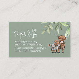 Tarjeta De Recepción Diaper Raffle Enclosure Card Tema Vaca Verde