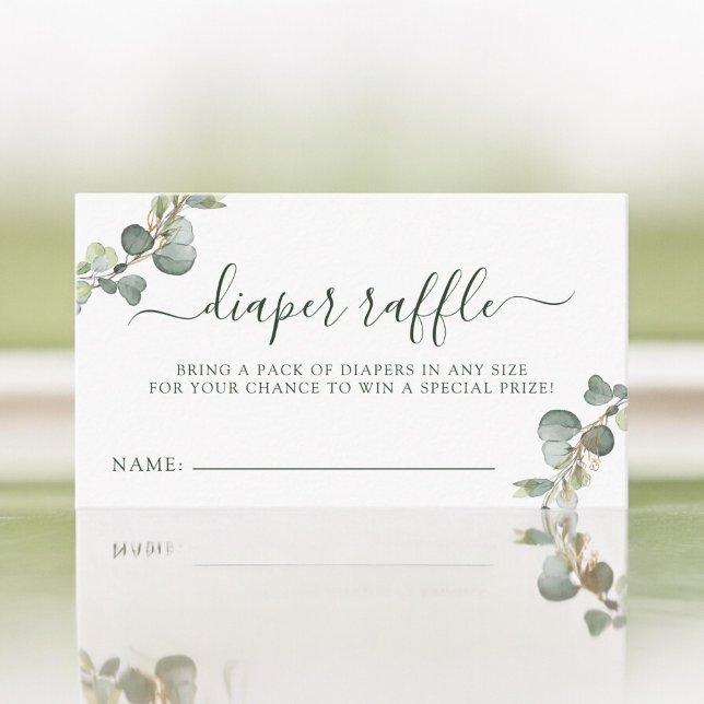 Tarjeta De Recepción Diaper Raffle Eucalyptus Boho Baby Shower (Subido por el creador)