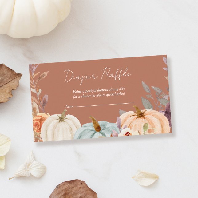 Tarjeta De Recepción Diaper Raffle Fall Little Pumpkin Baby Shower (Subido por el creador)