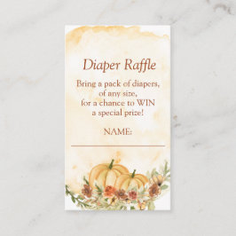 Tarjeta De Recepción Diaper Raffle Fall Pumpkin Floral Baby Shower