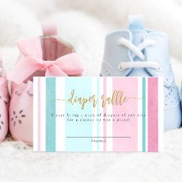 Tarjeta De Recepción Diaper Raffle Fiesta de revelación de género rosa 