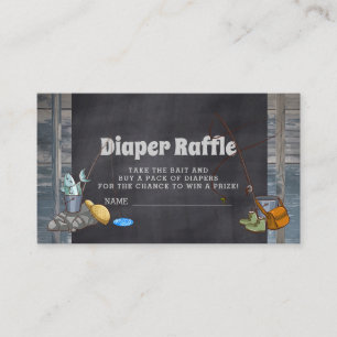 Tarjeta De Recepción Diaper Raffle Fishing Boy Baby Shower Insertar tar