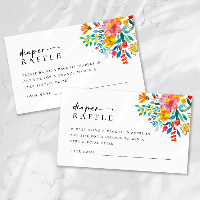 Tarjeta De Recepción Diaper Raffle Floral Fiesta Baby Shower (Subido por el creador)